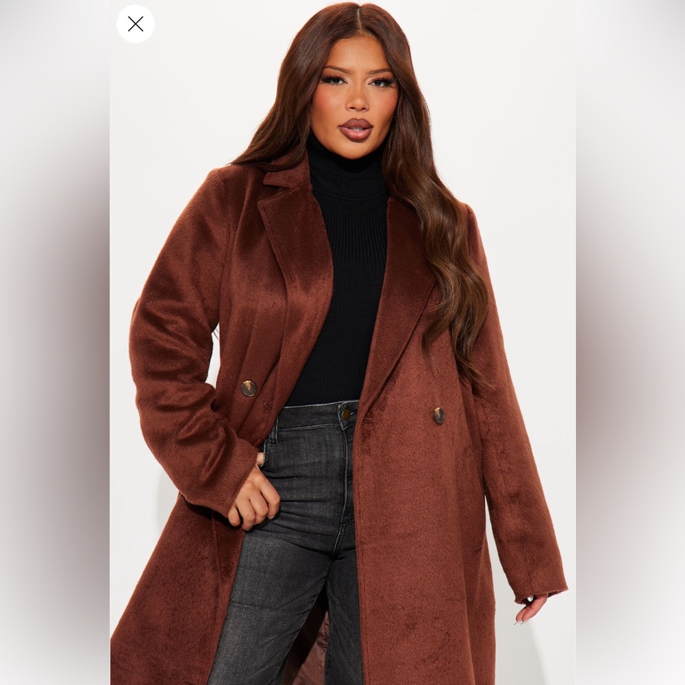 Rich Brown Faux Wool Jacket